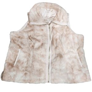 Calvin Klein Super Soft Pockets Neutral Color Faux Fur Vest, XS